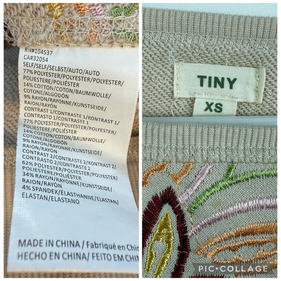 Anthropologie Tiny Helena Embroidered Floral Pullover Sweatshirt XS Bohemian - Picture 9 of 12